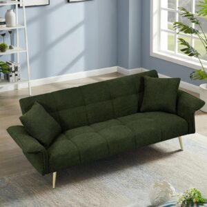 zephyrhome twin to king daybed,small couches for small spaces with 2 pillows, convertible futon sleeper sofa for bedroom, living room green