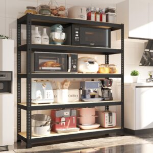 Prilinex Heavy Duty Storage Shelves 40" W x 18" D x 72" H - 5-Tier Adjustable Metal Garage Shelving Unit, Standing Utility Shelf Racks for Garage Pantry Warehouse Kitchen, Black