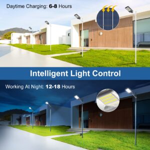 4000W Solar Street Lights Outdoor Waterproof 6500K Solar Parking Lot Lights Commercial, Solar lights Outdoor Dusk to Dawn, Solar Powered Outdoor Lights Motion Sensor for Yard/Garage/Driveway/Path