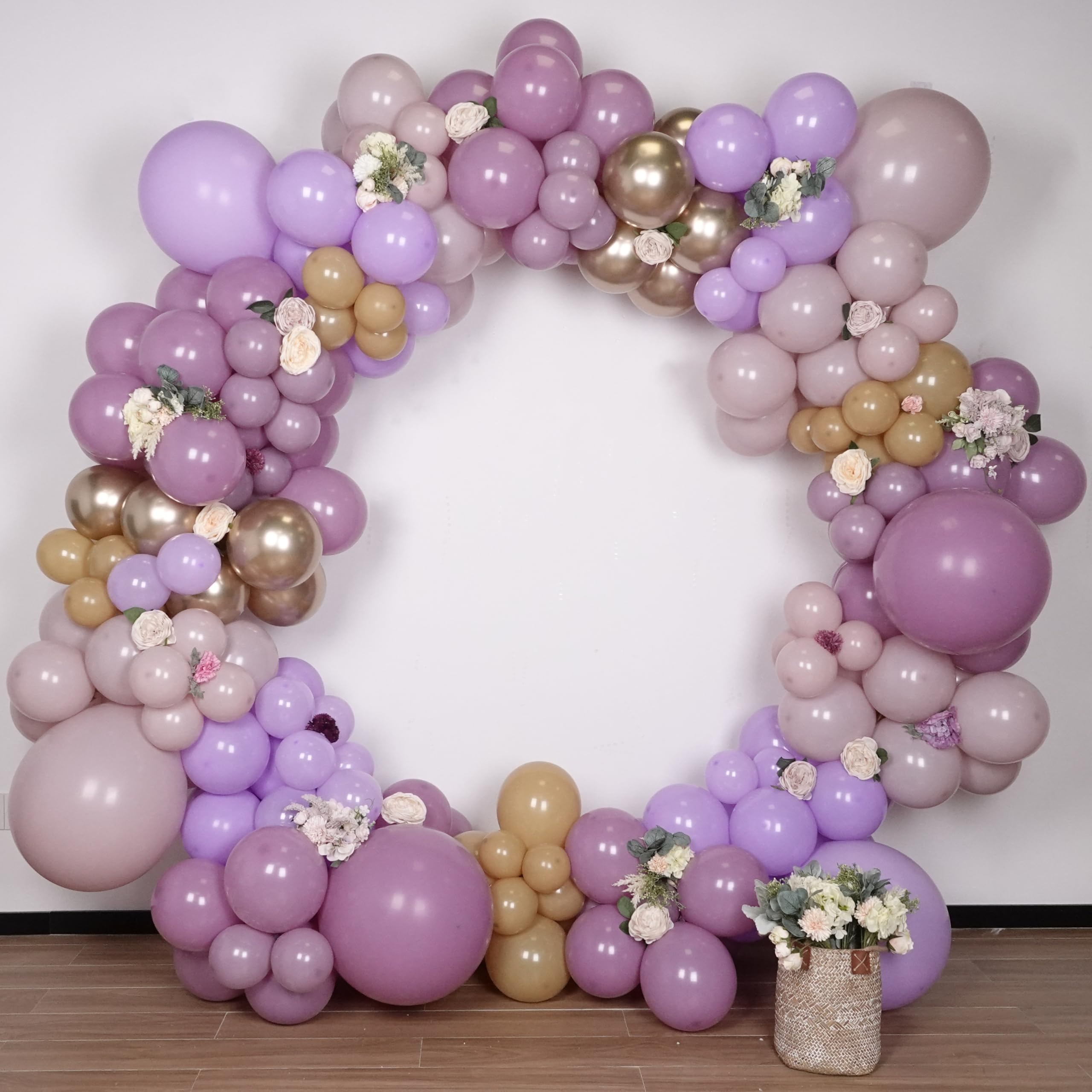 Pink and Purple Balloon Arch Kit - Dusty Purple Lavender Champagne Gold Pink Balloons for Girls Birthday Baby Shower Wedding Bridal Shower Balloon Arch Decorations Retro Purple Pink Balloon Garland