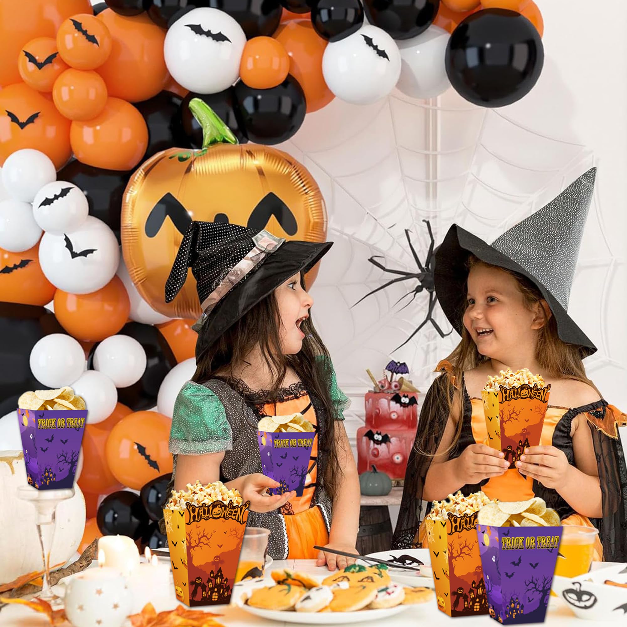 WEGYMER Halloween Popcorn Boxes 20pcs Trick Or Treat Snack Boxes for Kids Boys Girls Halloween Birthday Decoration Witches Pumpkin Bat Ghost Party Supplies