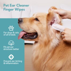 No Pawblems Natural Ear Wipes Finger for Dogs & Cats Comfy Finger Design | Clean Ear Wax, Debris & Dirt Gently | 50 Count Pack (Coconut Scent)