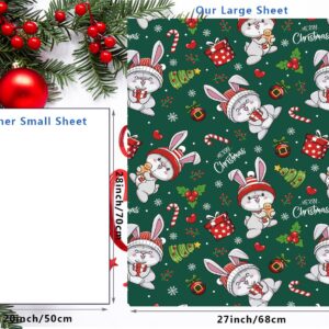 BOLIANNE Christmas Wrapping Paper for Kids Boys Girls - Funny Xmas Holiday Gift Wrap with Socks, Rabbits, Nutcracker for New Year Party - 6 Large Sheets, 27 x 37 Inch, High Gloss