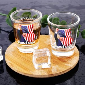 3Pcs Trump Shot Glass - Perfect for Political Enthusiasts, Holds.1.70 oz. Survived Assassination Picture & Trump Fist Pump- Great Trump 2024 Collectible - Never Surrender