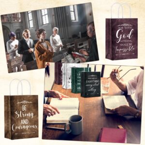 Skyygemm 12 Pcs Christian Religious Paper Gift Bags Bulk Bible Verse Treat Bags with Handles Sunday School Inspirational Scripture Bags for Church Women First Communion Baptism Party Supplies