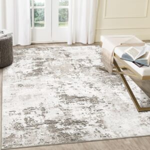 ROYHOME Washable Rug 9x12 Modern Abstract Accent Rug Non Slip Rug for Living Room Stain Resistant Throw Rug Low Pile Accent Rug Bedroom Rug Indoor Floor Cover for Office Home Decor, Taupe/Beige