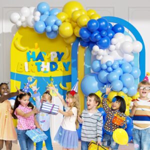 137pcs Blue and Yellow Balloon Arch Kit, DIY Cartoon Theme Blue Light Blue Yellow White Latex Party Balloons for Cartoon Theme Birthday Anniversary Graduation Baby Shower Party Decorations