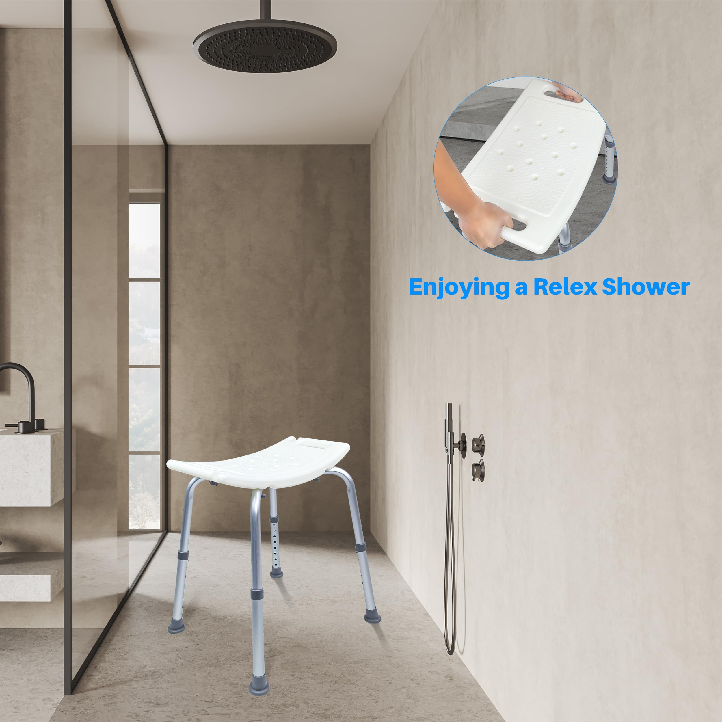 UNLICON- Shower Chair for Elderly Shower Seat for Inside Shower Tool-Free Shower Stool Small with 5 Adjustable Heights Bathtub Chairs for Disabled,Seniors