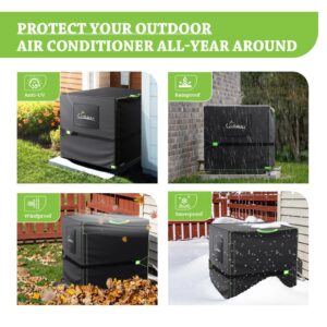 UIRWAY Winter Air Conditioner Covers for Outside Units, Central Air Unit Cover, Heavy Duty 420D Outdoor Waterproof Square AC Defender, Universal AC Unit Condenser Covers Fits Up to 30"Wx 30"D x32"H