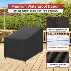 Patio Chair Covers for Outdoor Furniture Waterproof 2 Pack, Lawn Chair Covers Heavy Duty Oxford Cloth, Large Covers for Lounge Lawn Deep Seat Black 38.2"Wx 31"D x 29"H (Black, 35"Wx 38"D x 32"H)