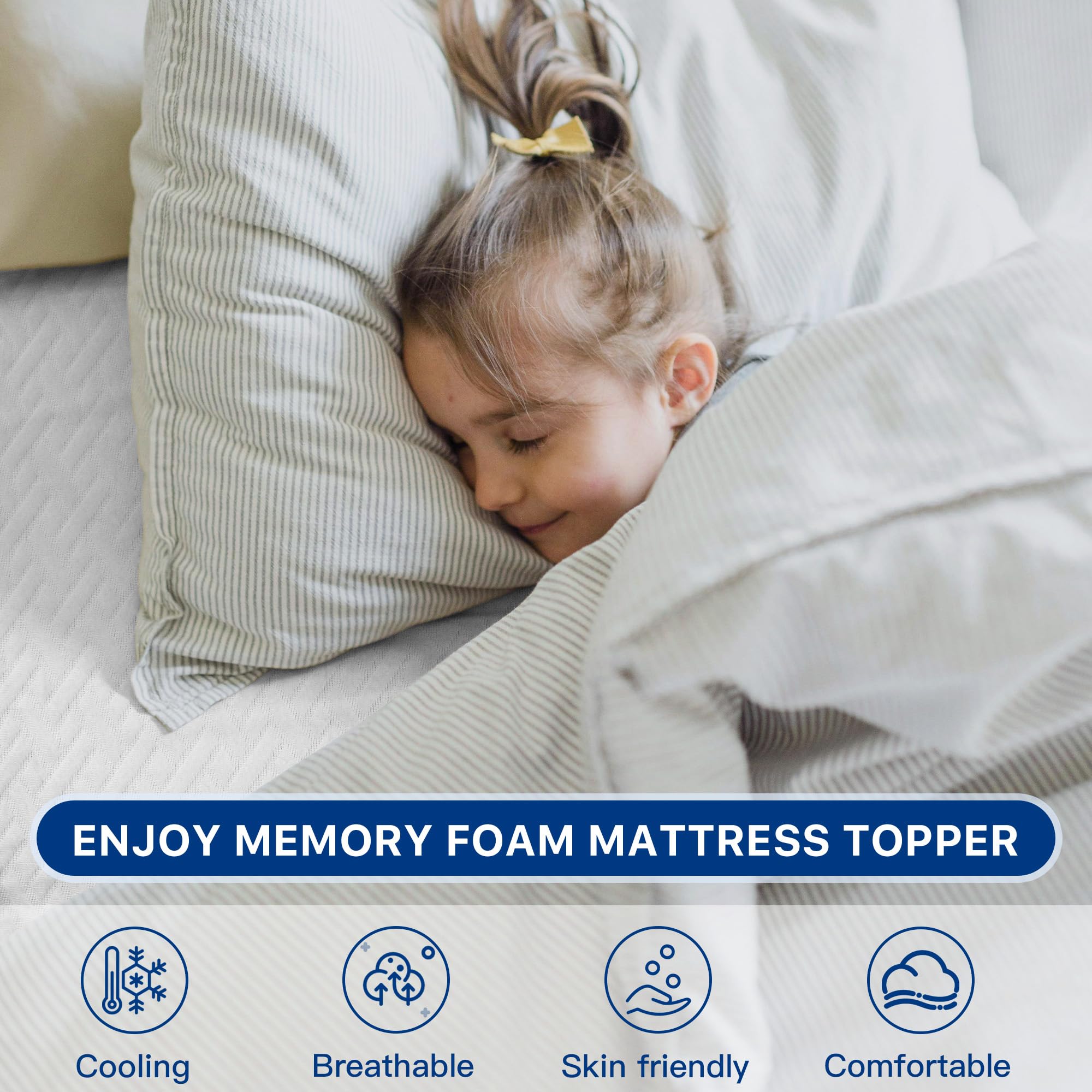 3 Inch Memory Foam Mattress Topper King Size Gel Memory Foam Cooling Mattress Topper Mattress Pad Cover for Back Pain Bed Topper with Washable Cover