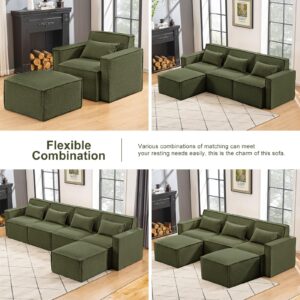 ELUCHANG 93" Modular Sectional Sofa Couch,4 Seat Sofa Convertible Modern Boucle L-Shaped Sofa with Reversible Chaise,High Supportive & Soft Sponges Comfy Sectional Sleeper Sofa for Living Room, Green