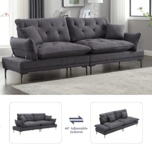 MOONMISS Loveseat Sofa, Modern Couch with Removable Pillows, Deep Seat w/Soft Cushions, Accent Upholstered Sleeper Sofa Couch for Home, Apartment, Office,Dark Grey