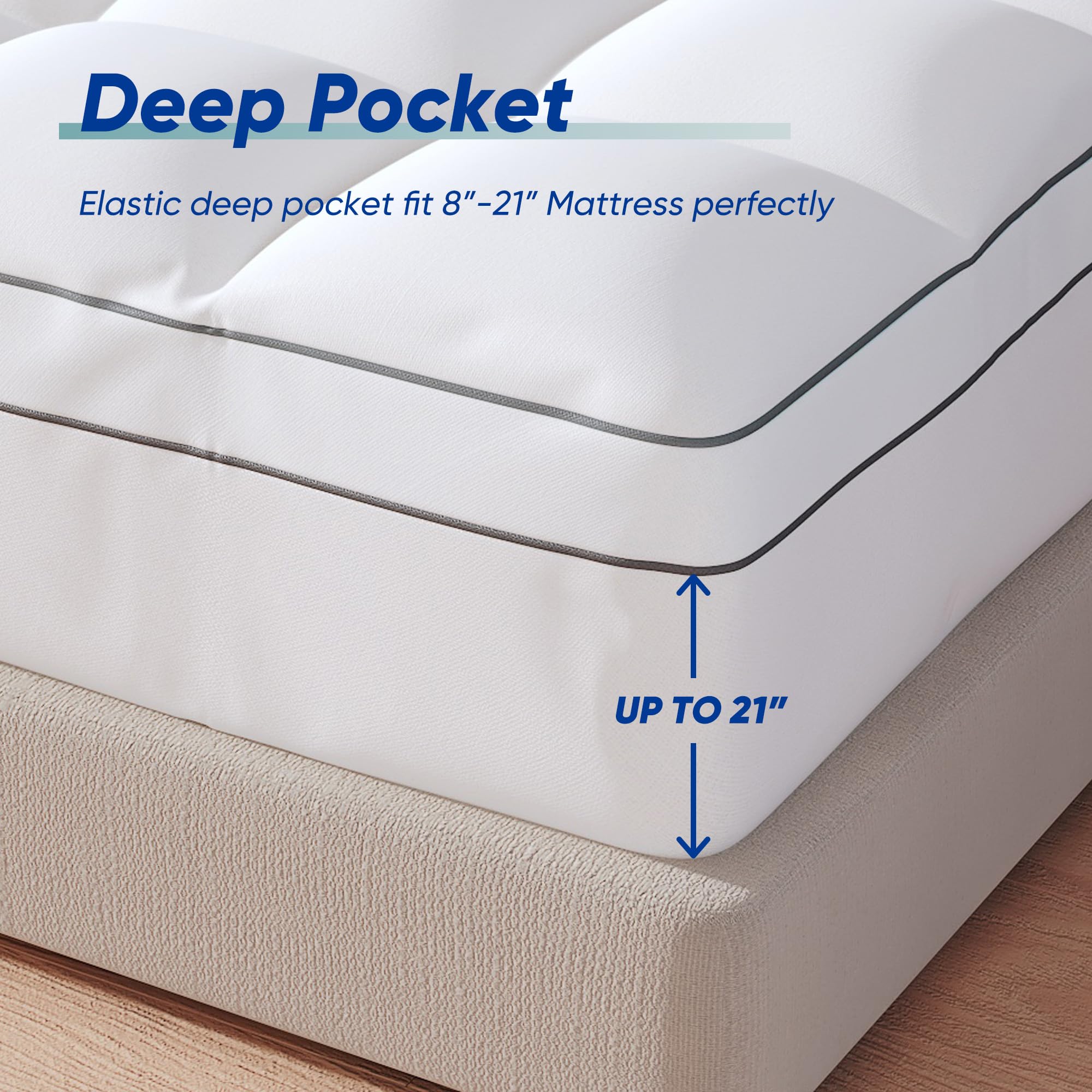 Memory Foam Mattress Topper California King 4 Inch, Dual Layer 2 Inch Gel Memory Foam Plus 2 Inch Cooling Pillow Top Mattress Pad with 8-21 Inch Deep Pocket, Comfort Support for Back Pain