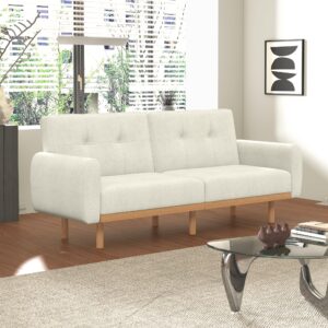 AMICLIBER Convertible Sofa Memory Foam Futon Convertible Couch Bed Sofa Sleeper Splitback LoveSeat Daybed Sofa for Living Spaces,Apartment,79''Ivory