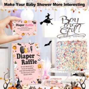 seclate Halloween Baby Shower Games - 50 Diaper Raffle Tickets + 1 Self-Standing Sign - Diaper Raffle Party Game Sets for Baby Announcement Gender Reveal Decorations - B07