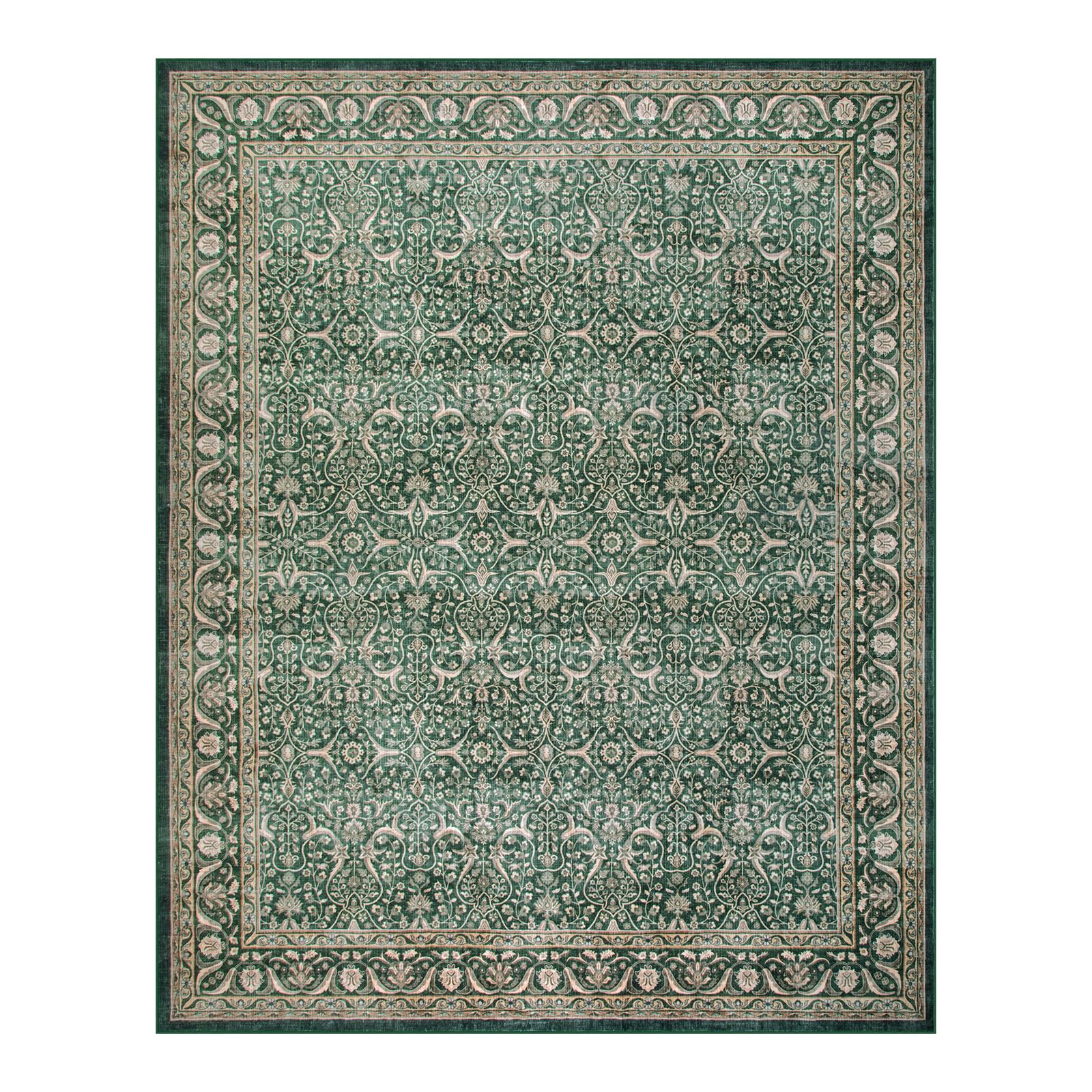 Wonnitar Green 8x10 Rugs for Living Room, Christmas Rug Vintage Large Rugs, Non Shedding Stain Resistant Rugs for Farmhouse Bedroom Dining Room Home Office Department,(Green,8' x 10')