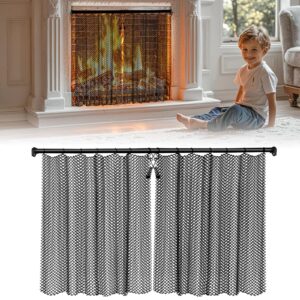 fireplace mesh screen curtain with adjustable rods, 2 pack decorative spark guard chain, easy-to-install hanging replacement screens for wood burning fireplaces (22" h x 27.5" w)