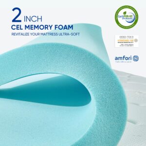 Memory Foam Mattress Topper Queen 4 Inch, Dual Layer 2 Inch Gel Memory Foam Plus 2 Inch Cooling Pillow Top Mattress Pad with 8-21 Inch Deep Pocket, Comfort Support for Back Pain