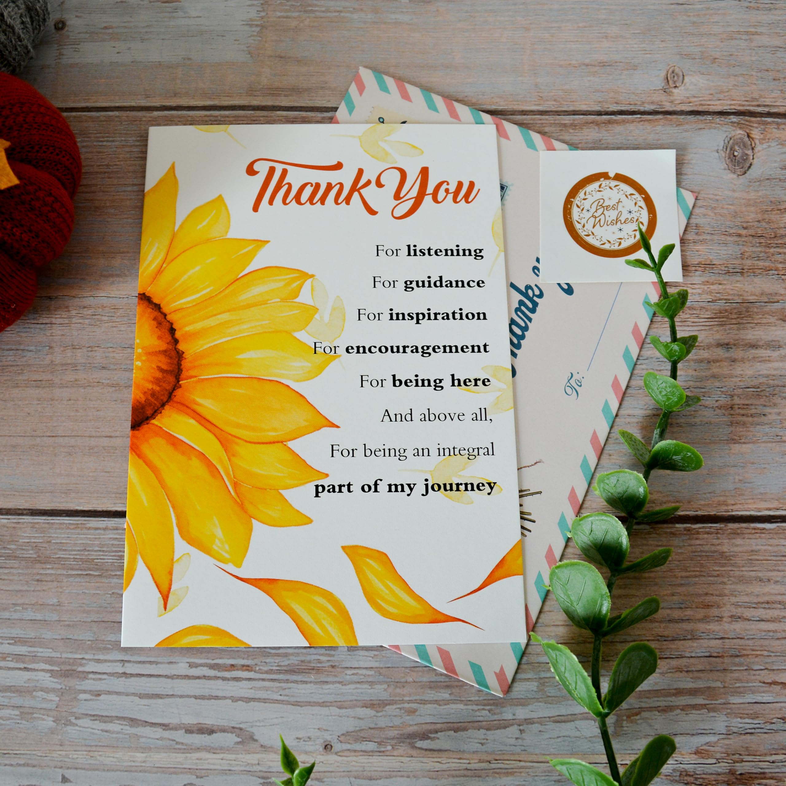 BlinkWishes Thank You Card, Thank You Greeting Cards with Envelope and Seal for Nurses Day, Admin Professional Day, Teacher Appreciation, Boss's Day, and all occasions