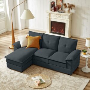 Pingliang Home 82" Convertible Sectional Sofa, L Shaped Couch with Reversible Ottoman, Double Layer Cloud Couch, Modern 3-Seater Sofa for Living Room, Apartment and Small Space