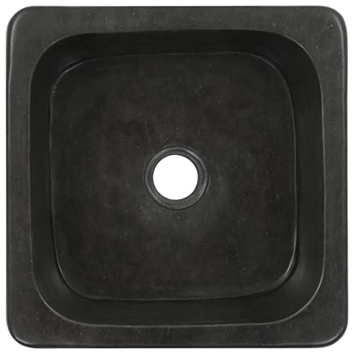 Sink 11.8"x11.8"x5.9" Riverstone Black,River Stone Sink Handmade Naturally-derived Stone Basin for Bathroom or Washroom Bathroom Fixtures, Bathroom Sinks