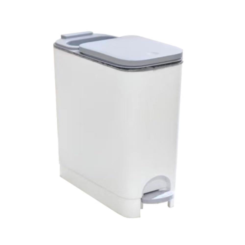 WanWanKa Trash Can with Lid, 2.6 Gallon Commercial Trash Can, Plastic Waste Bin with Press top Lid, Pedal Trash can,White Garbage Can Suitable for Kitchen, Bathroom, Bedroom, Living Room, Office(ASEN)