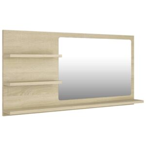 YELWHI Bathroom Mirror Sonoma Oak 35.4"x4.1"x17.7" Engineered Wood,Sonoma Oak Bathroom Mirror with Shelves: Enhance Your Bathroom with Style and Functionality Bath Vanities, Bathroom Improvement