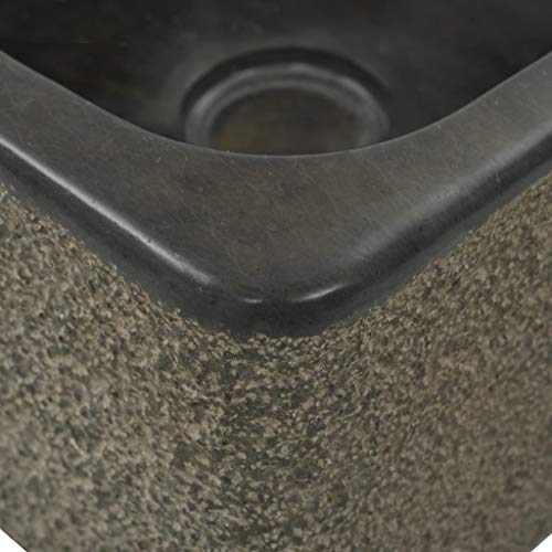 Sink 11.8"x11.8"x5.9" Riverstone Black,River Stone Sink Handmade Naturally-derived Stone Basin for Bathroom or Washroom Bathroom Fixtures, Bathroom Sinks