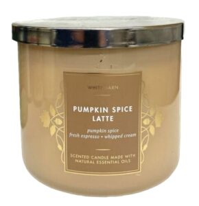 bath + body works pumpkin spice latte candle - pumpkin spice + espresso + whipped cream + cinnamon sugar - 3 wick pumpkin scented candle for fall - 14.5 ounces - fall candles, 2024.