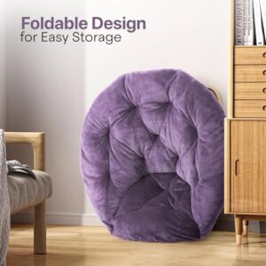 SFIHOME Foldable Oversized Moon Chair, Large Soft Lazy Cozy Comfortable Faux Fur Round Saucer Moon Chair for Teens and Adults, Purple