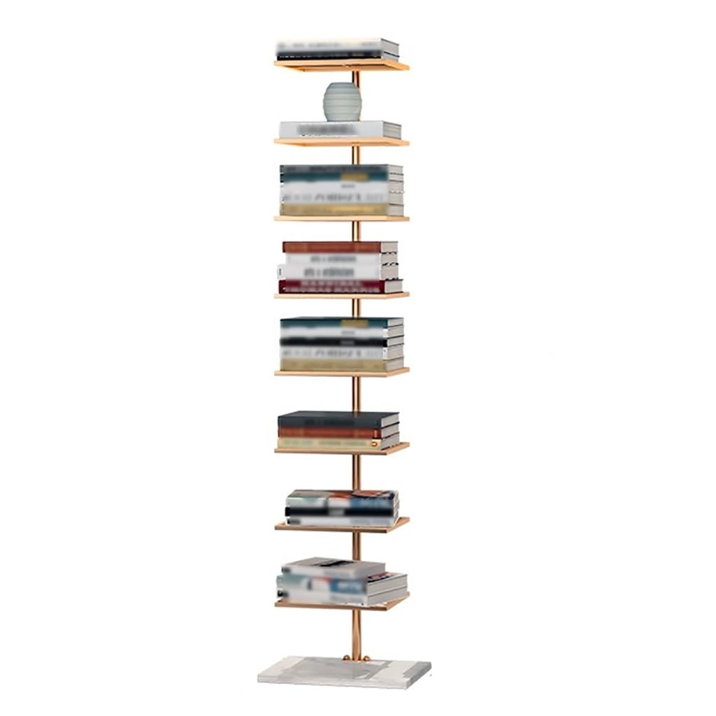 Aurorize Modern Vertical Bookshelf Tower,Floor-to-Ceiling Invisible Bookshelf,Simple Narrow Invisible Bookshelf for Small Space,for Living Room,Bedroom,Office,Gold-13.7x11x59in