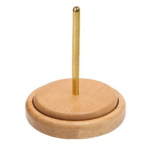 yarn holder with double twirling mechanism wooden yarn rack and spinner for crochet, knitting, and crafts (large)