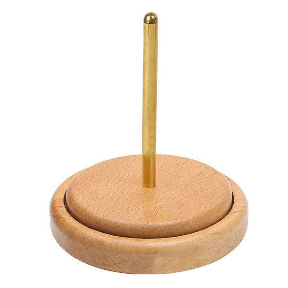 Yarn Holder with Double Twirling Mechanism Wooden Yarn Rack and Spinner for Crochet, Knitting, and Crafts (Large)