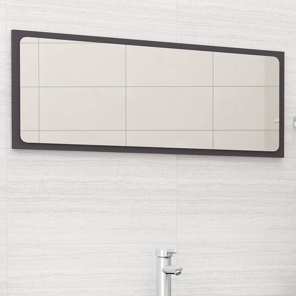 YELWHI Bathroom Mirror Gray 39.4"x0.6"x14.6" Engineered Wood,Modern Contemporary Acrylic Wall Mirror: Style and Functionality for Your Bathroom Bath Vanities, Bathroom Improvement