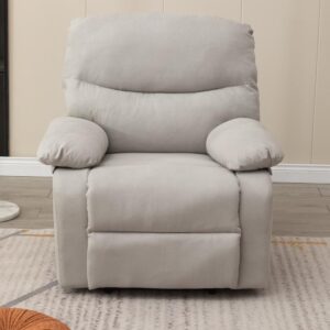 Panana Recliner Armchair with Reclining Function, Upholstered Padded Single Sofa Seat, Home Office Living Room Lounge Chairs for Reading Resting Sleeping (Light Gray Linen Fabric)