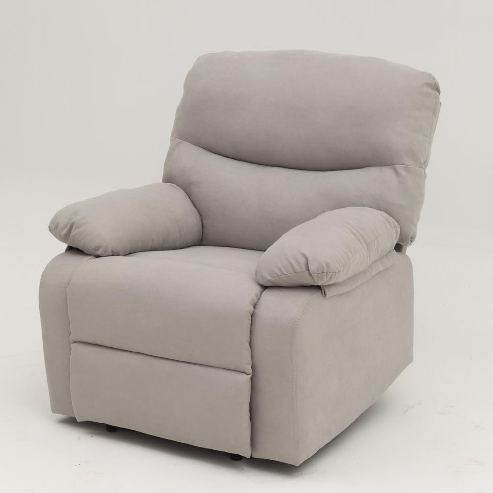 Panana Recliner Armchair with Reclining Function, Upholstered Padded Single Sofa Seat, Home Office Living Room Lounge Chairs for Reading Resting Sleeping (Light Gray Linen Fabric)