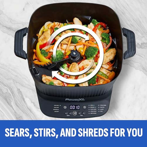 STIRMAX 7.5 Quart Digital Multi-Cooker with Automatic Paddle to Stir and Shred, 9 in 1 programmable presets to Sauté, Sear, and Brown Food Before Simmering