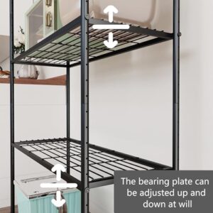 PAPIUTA 3 Tier Storage Shelves, Black Metal Shelf Organizer, Wire Shelving Unit and Storage, Heavy Duty Standing Storage Rack for Kitchen, Pantry, Garage, Bathroom, Room, Basement (Black, 58x34x77)