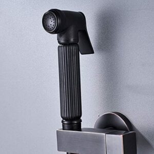 Bidet Sprayer Head Wall Mounted Bathroom Bidet Faucet Shower Faucet Toilet Bidet Muslim Brass Washer Tap-Black Bronze Bidet