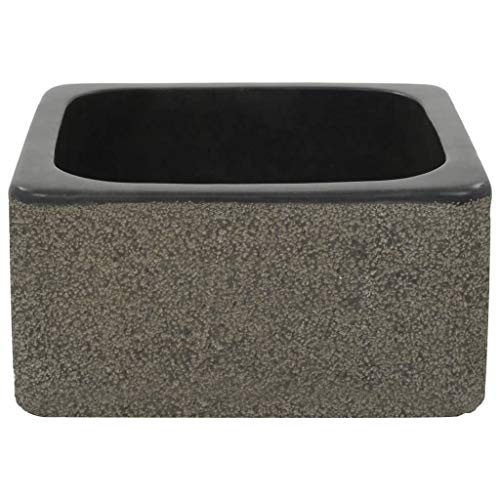 Sink 11.8"x11.8"x5.9" Riverstone Black,River Stone Sink Handmade Naturally-derived Stone Basin for Bathroom or Washroom Bathroom Fixtures, Bathroom Sinks