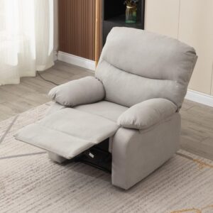 Panana Recliner Armchair with Reclining Function, Upholstered Padded Single Sofa Seat, Home Office Living Room Lounge Chairs for Reading Resting Sleeping (Light Gray Linen Fabric)