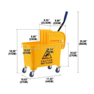 Iglobalbuy 5 Gallon 21Qt Mop Bucket with Wringer, Yellow Commercial Household Portable Mop Bucket with Wringer on Wheels for Home and Commercial Cleaning