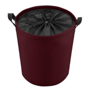 Large Laundry Hamper Bag, Solid Dark Red Maroon Laundry Basket with Drawstring Collapsible Dirty Clothes Storage Washing Bin for Bathroom, Dorm Essentials