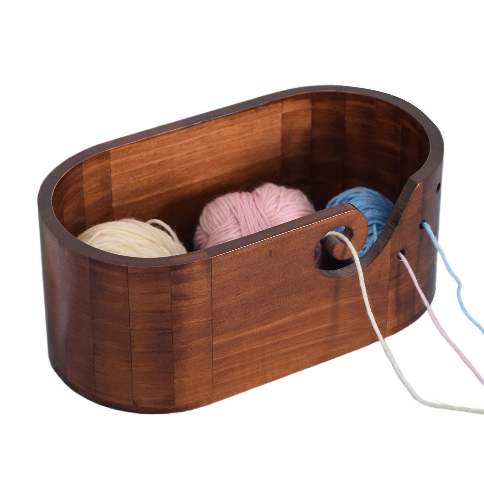 Yarn Bowl Holder - Weaving Thread Bowl, Yarn Storage Bowl | Portable Knitting Yarn Bowl, Wooden Yarn Storage Dispenser, Crochet Yarn Container for Knitting, Crocheting and Macrame, 11.2x6.1x4.7in