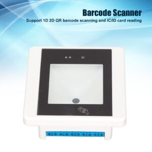 Desktop Barcode Scanner, Multifunction Fast Scanning Barcode Reader 1D 2D QR Barcode Scanner Access Control Card Scanner IC ID Card Reader (R35C White)