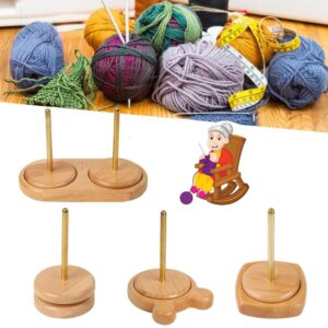 Yarn Holder with Double Twirling Mechanism Wooden Yarn Rack and Spinner for Crochet, Knitting, and Crafts (Large)