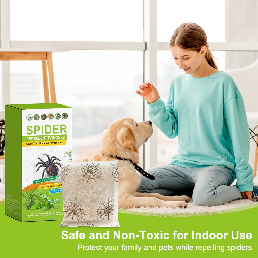 15 Pack Natural Spider Repellent Indoor Use Made with Plant-Based Ingredients, Powerful Spider Repellent Pouches for House Garage to Get Rid of Spiders Outdoor Indoor, Easy to Use, Safe & Non-Toxic