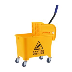 iglobalbuy 5 gallon 21qt mop bucket with wringer, yellow commercial household portable mop bucket with wringer on wheels for home and commercial cleaning