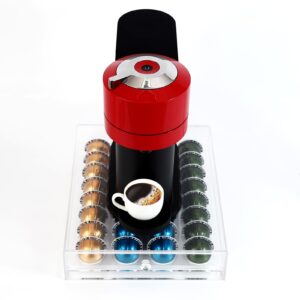 XronSlute for Nespresso Pods Holder,Vertuo Pod Holder,Acrylic 32 Large Pod Organizer,Clear Coffee Pod Capsule Drawer